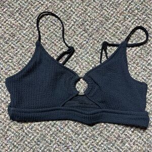 Aerie Ribbed Bikini Swim Top, Black, Womens Medium, NWT